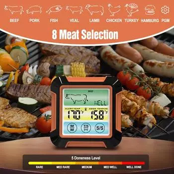 Цифровой пищевой термометр для кухни, барбекю, выпечки, термометр для мяса, духовки, зонд из нержавеющей стали, будильник, таймер, кухонные принадлежности красный