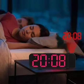 Цифровой проекционный будильник с вращением на 180°, ночной режим, настольные часы с памятью и отключением питания, 12 ч/24 ч, электронные светодиодные часы для спальни