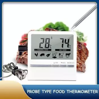 Цифровой пульт дистанционного управления беспроводной кухонный термометр для духовки, зонд для барбекю, гриля, духовки, таймера для мяса, устанавливаемого вручную