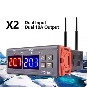 Цифровой регулятор температуры, термостат для инкубатора, STC 3008, 12 В, 24 В, 220 В, терморегулятор