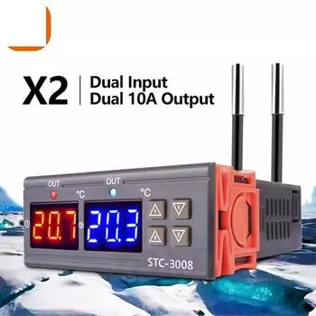 Цифровой регулятор температуры, термостат для инкубатора, STC 3008, 12 В, 24 В, 220 В, терморегулятор
