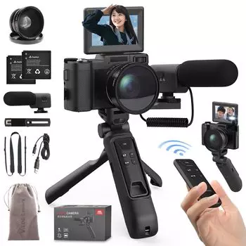Цифровой штатив с пультом дистанционного управления, зарядка Vlog 4K 48 миллионов, компактный цифровой подарок для регистрации, поставляется с перезаряжаемым японским руководством по эксплуатации
