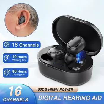 Цифровой слуховой аппарат Перезаряжаемые слуховые аппараты для пожилых людей Портативный регулируемый тональный усилитель звука Шумоподавляющие слуховые аппараты F335 чёрный