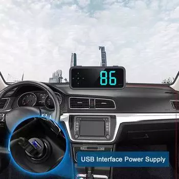 Цифровой спидометр для автомобиля HUD Универсальный GPS-компас Индикатор измерения скорости Дисплей на лобовом стекле Грузовые автомобили USB-источник питания