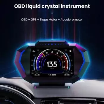 Цифровой спидометр с подсветкой, большой экран, универсальный дисплей, скорость, GPS, OBD, головной светодиодный экран, спидометр, прибор для кабины чёрный