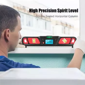 Цифровой спиртовой уровень Уклономер Горизонтальная шкала Линейка Пузырьковый электрический уровень 360-градусный угломер Транспортир циан