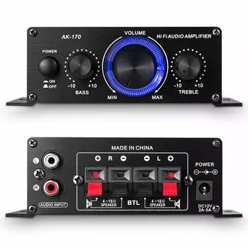 Цифровой стереоусилитель мощности для мотоцикла, небольшой стереоусилитель мощности, адаптер питания в комплект не входит AK-170