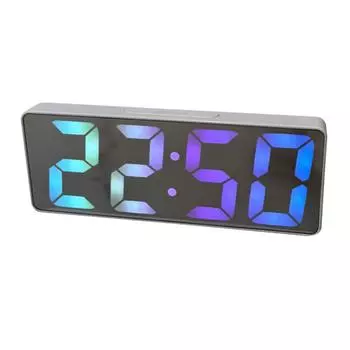 Цифровой светодиодный будильник, зеркальный USB-аккумулятор, двойная мощность, 2 уровня, регулируемая яркость, настольные часы для офисных путешествий colorful light белый