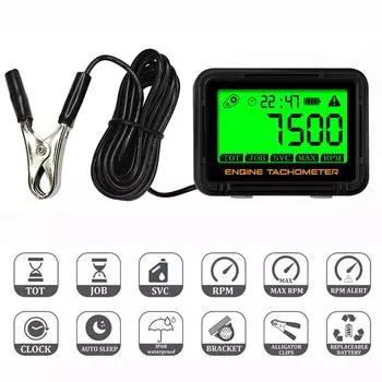 Цифровой тахометр двигателя IP68 водонепроницаемый тахометр с ЖК-дисплеем с подсветкой и счетчиком моточасов для двигателя мотоцикла, морской лодки