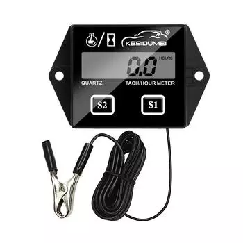 Цифровой тахометр двигателя Kebidumei, счетчик моточасов с зажимом, водонепроницаемый ЖК-дисплей RPM для мотоцикла, двигателя лодки
