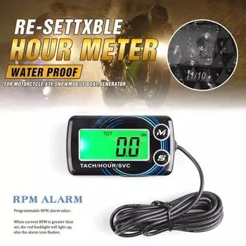 Цифровой тахометр двигателя, счетчик часов, тахометр, датчик оборотов двигателя, ЖК-дисплей, оповещение о техническом обслуживании автомобиля для автомобиля, мотоцикла, ход двигателя, мотор лодки, квадроцикла English Manual