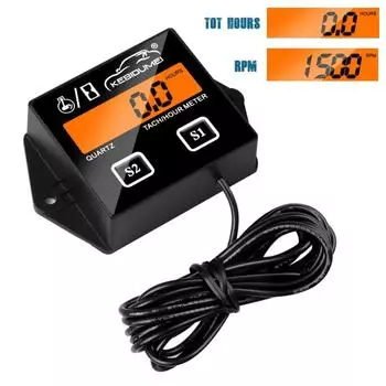 Цифровой тахометр двигателя, счетчик моточасов, тахометр для автомобиля, лодки, судна, мотоцикла, двигателя, об/мин, ЖК-дисплей для бензинового 2-4-тактного двигателя Russian manual