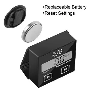 Цифровой тахометр двигателя, счетчик моточасов, водонепроницаемый, напоминание об обслуживании для мотоциклов, квадроциклов, автомобилей, лодок, морских судов чёрный