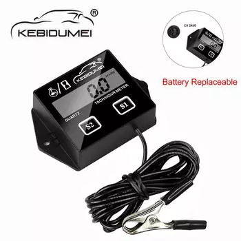 Цифровой тахометр Kebidumei для двигателя, счетчик моточасов, водонепроницаемый тахометр с зажимом, об/мин для 2/4-тактного двигателя, мотора, автомобиля, лодки