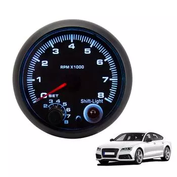 Цифровой тахометр с подсветкой Shift, датчик оборотов, синяя подсветка, электрический тахометр, датчик 0-8000 об/мин, универсальные автомобильные аксессуары CHINA