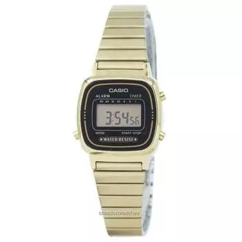 Цифровой таймер Casio из нержавеющей стали с таймером LA670WGA-1DF LA670WGA-1 Женские часы чёрный