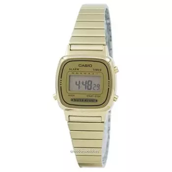 Цифровой таймер Casio из нержавеющей стали с таймером LA670WGA-9DF LA670WGA-9 Женские часы золотой