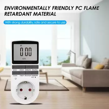 Цифровой таймер, гнездо цифрового электронного таймера, ЖК-дисплей, подключаемый модуль, программируемое время UK Plug белый