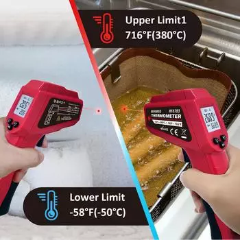 Цифровой термометр бесконтактный промышленный инфракрасный лазерный ЖК-дисплей цветной кухонный термометр температурный пистолет тестер-50-380 красный