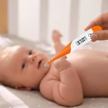 Цифровой термометр, быстрый отклик, легко читаемый электронный термометр с большим светодиодным экраном для использования в полости рта и подмышках оранжевый