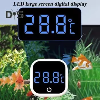 Цифровой термометр для аквариума с точным светодиодным дисплеем. Высокоточный беспроводной монитор температуры в аквариуме. A белый