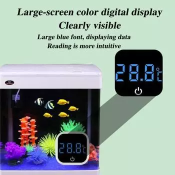 Цифровой термометр для аквариума с точным светодиодным дисплеем. Высокоточный беспроводной монитор температуры в аквариуме. A белый