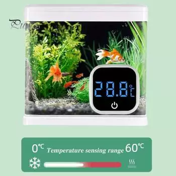 Цифровой термометр для аквариума с точным светодиодным дисплеем. Высокоточный беспроводной монитор температуры в аквариуме. A белый