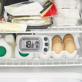 Цифровой термометр для морозильной камеры с максимальным/минимальным значением, водонепроницаемый датчик температуры, большой ЖК-дисплей, магнитная задняя часть и крючок для домашних баров, кафе белый