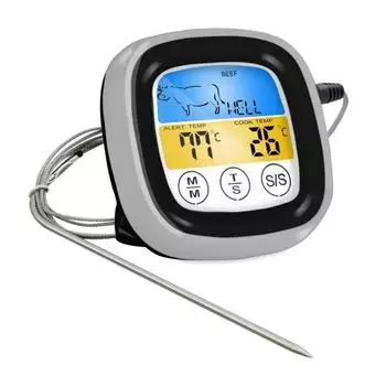 Цифровой термометр для мяса для барбекю, гриль, кухонная духовка, термометр с таймером, зонд из нержавеющей стали, термометр для приготовления барбекю