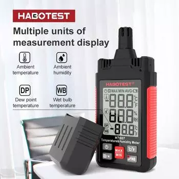 Цифровой термометр-гигрометр HABOTEST Датчик температуры Высокоточный измеритель влажности Термогигрометр с точкой росы окружающей среды