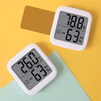 Цифровой термометр-гигрометр с ЖК-дисплеем, электронный датчик влажности, измеритель температуры с магнитом и держателем чёрный