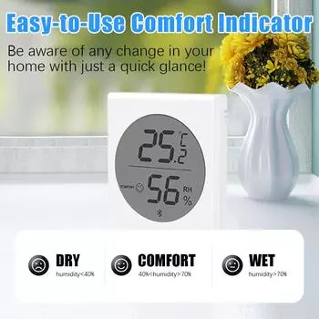 Цифровой термометр, измеритель влажности Tuya APP BT, монитор температуры и влажности с точностью 433 МГц белый