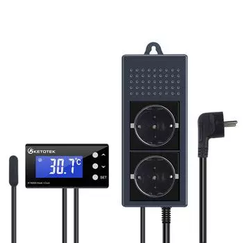 Цифровой термостат для аквариума, контроллер температуры, розетки, водонепроницаемый датчик холодного тепла, 16C ~ 40C, два релейных выхода с вилкой европейского стандарта EU Plug