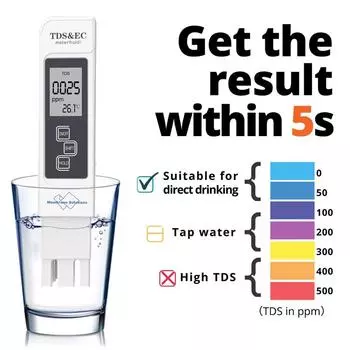 Цифровой тестер качества воды TDS EC Meter Range 0-9990 Многофункциональный измеритель температуры чистоты воды Тестер TEMP PPM