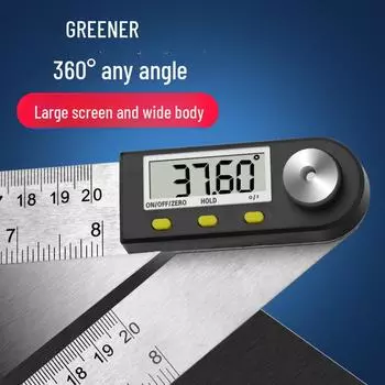 Цифровой транспортир Green Forest: Высокоточный многофункциональный инструмент для измерения угла 90° для деревообработки Economical model, 0-200mm