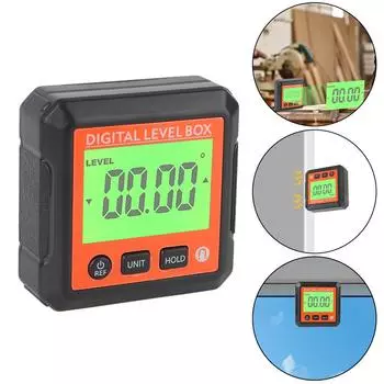 Цифровой угломер 90 градусов, инструмент для измерения угла, пузырьковый электрический уровень, портативный инклинометр, линейка горизонтальной шкалы черный белый