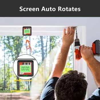 Цифровой угломер Электронный уровень с ЖК-дисплеем Пузырьковый уровень Магнитное основание для деревообработки красный