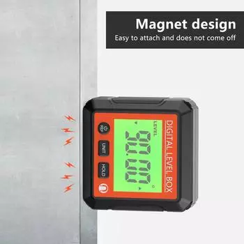 Цифровой угломер с магнитным основанием и ЖК-дисплеем с подсветкой, линейка для измерения углов 4 из 90 градусов белый/чёрный