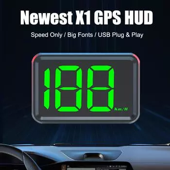Цифровой USB-разъем GPS HUD спидометр с большим шрифтом, белый и зеленый световой дисплей автомобиля, дисплей на лобовом стекле X1 HUD км/ч миль/ч метр