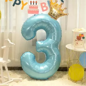 Цифровой воздушный шар Blue Crown из 2 частей, 40 дюймов — украшение на день рождения, годовщину, свадьбу, День святого Валентина