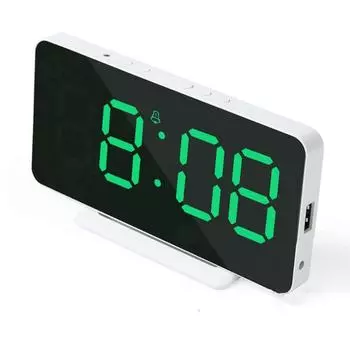 Цифровой зеркальный USB-электрический светодиодный будильник с настольным столом для повтора синий