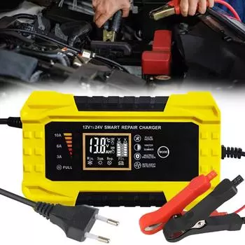 Цифровой ЖК-дисплей с вилкой европейского стандарта и США, универсальное входное автомобильное зарядное устройство 110 В/220 В для влажной и сухой свинцово-гелевой батареи 12 В 10 А 24 В 5 А импульсный ремонт US Plug