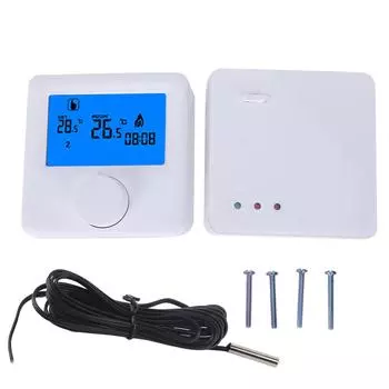 Цифровой ЖК-РЧ беспроводной термостат для отопления Регулятор температуры для электрической системы отопления чёрный