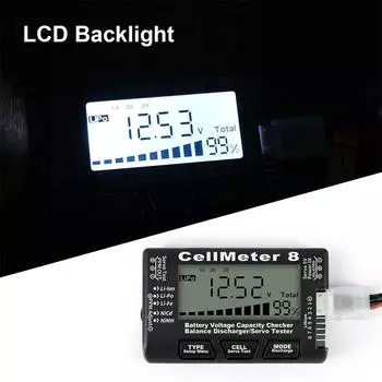 Цифровой ЖК-тестер емкости аккумулятора RC CellMeter8 Тестер аккумулятора LiPo NiMH чёрный