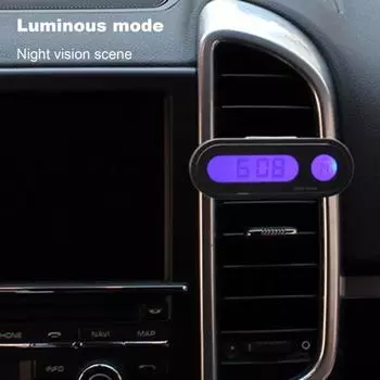 Цифровые автомобильные часы-термометр с подсветкой, регулируемым углом наклона, 2-в-1, температура автомобиля, часы на приборной панели, сменная батарея, температура автомобиля чёрный