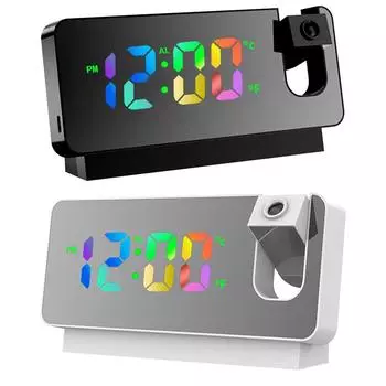 Цифровые бесшумные часы с зарядкой через USB RGB цветной будильник для спальни гостиной Black