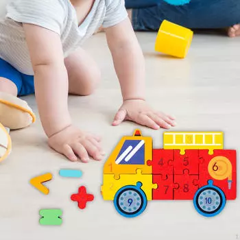 Цифровые блоки Игрушки Деревянные пазлы Животные Детские пазлы для детского сада excavators