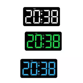 Цифровые часы, 10,5-дюймовые цифровые настенные часы, светодиодный экран, дисплей температуры и влажности, будильник с белый