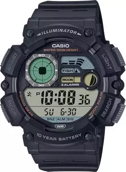 Цифровые часы CASIO с функцией отображения данных о рыбалке и луне, модель Overseas черного цвета [Casio] мужские и WS-1500H-1AV [Товары]