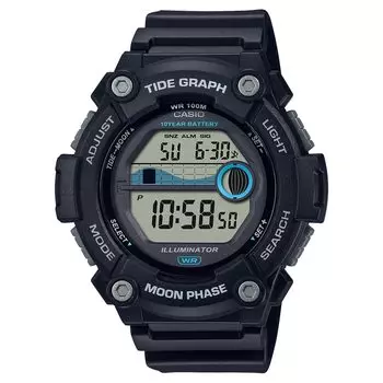 Цифровые часы CASIO с функцией отображения данных о приливах и отливах, серия Overseas, модель [Casio] для мужчин и WS-1300 (Черный WS-1300H-1AV) [Продукт]